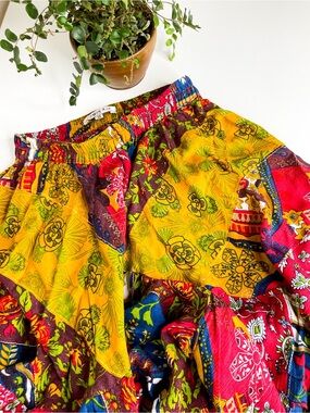 VINTAGE Bohemian Patchwork Maxi Skirt